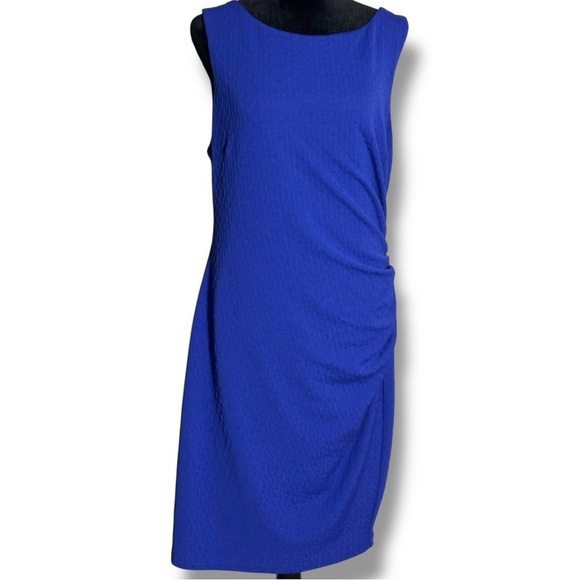 Bisou Bisou Dresses & Skirts - Bisou Bisou Asymmetrical Side Rouching Sleeveless Boat NeckRoyal Blue Mini Dress